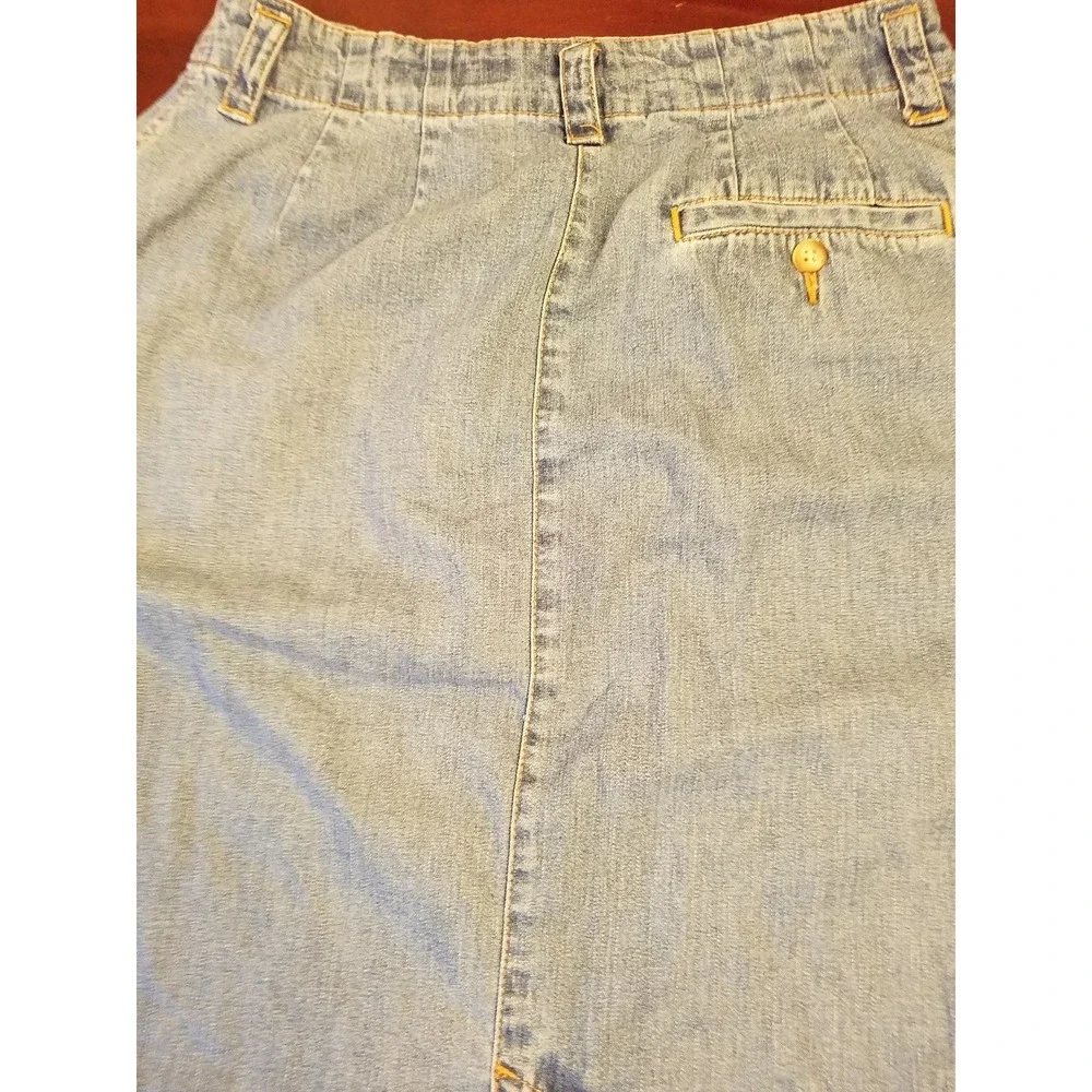 Eddie Bauer Denim  Skirt Size 10  Long Maxi Modest Blue Back Slit‎